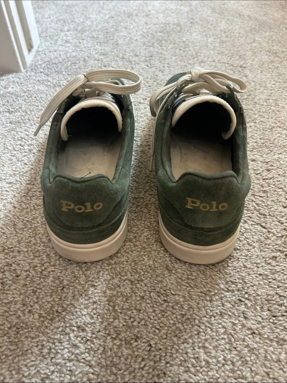 Polo by Ralph Lauren Green Suede Low-Top Sneakers with Cream Trim